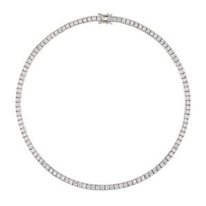 Dorsey PRINCESS CUT, LAB-GROWN WHITE SAPPHIRE SILVER RIVIERE NECKLACE